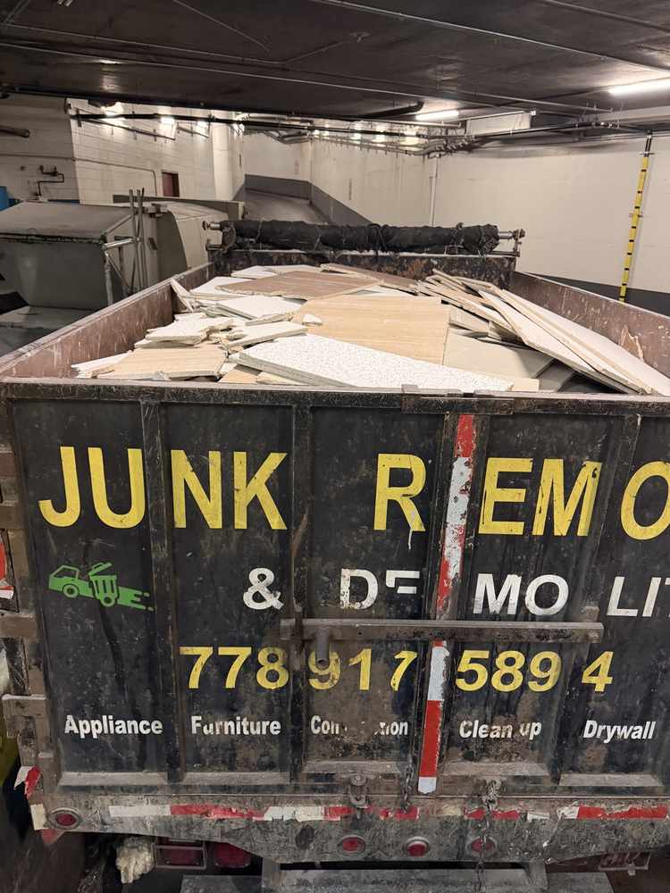 Redtree truck loaded with drywall in underground parking